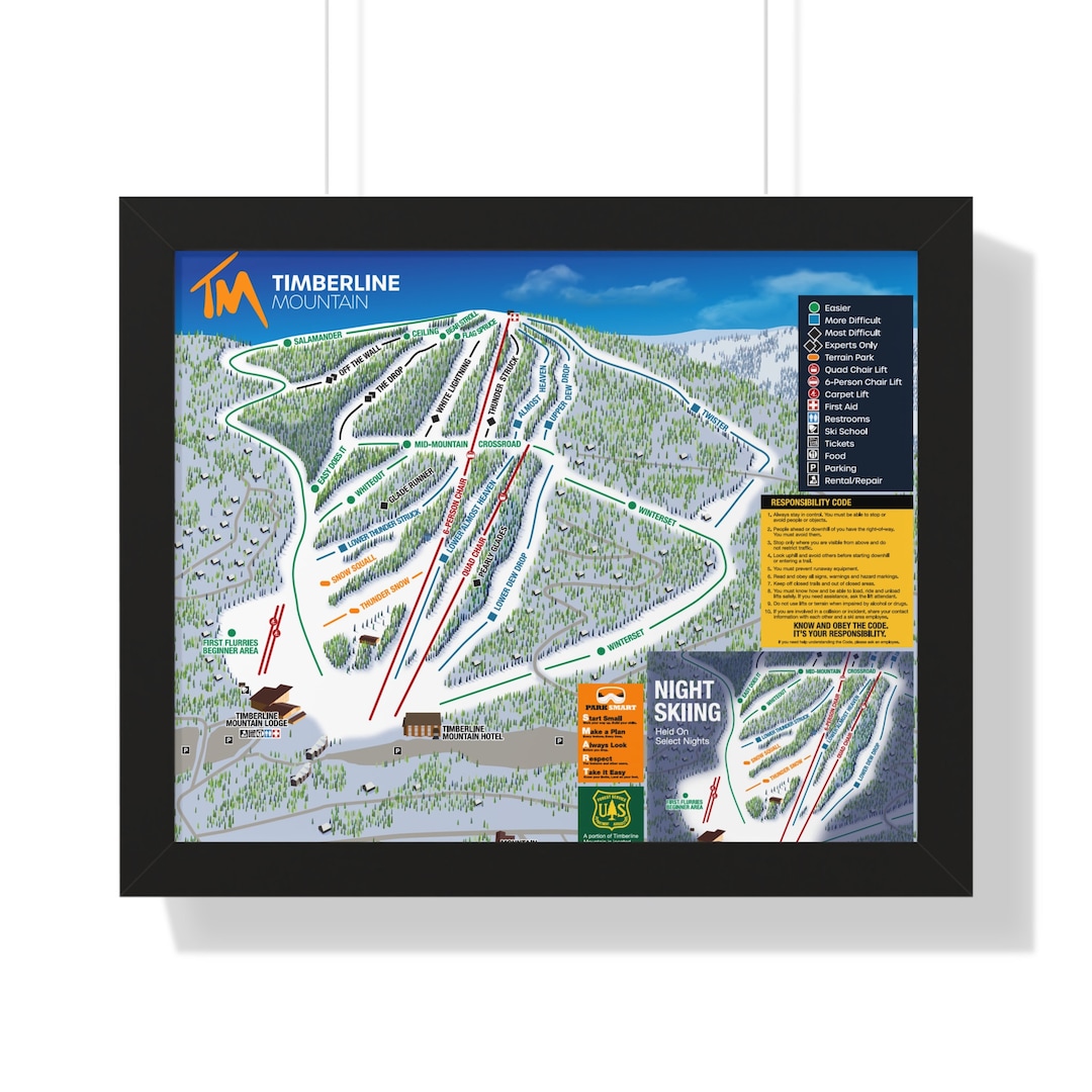 Timberline Mountain Trail Map West Virginia Ski Resort Home Etsy