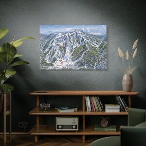 Snow Summit California Trail Map Framed Canvas