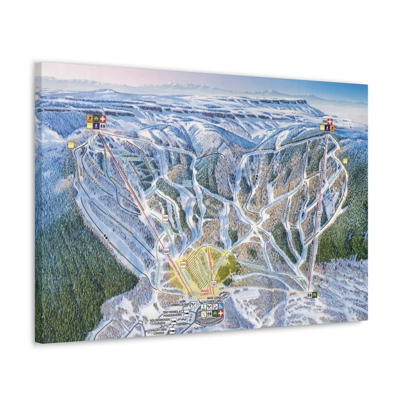 Powderhorn Mountain Colorado Ski Trail Map 3D Canvas Poster Etsy