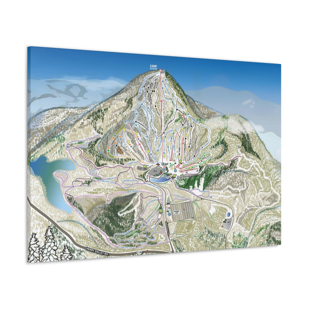 Gunstock New Hampshire Ski Trail Map 3D Canvas Poster Etsy