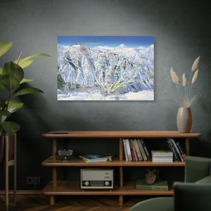 Jackson Hole Wyoming Trail Map Framed Canvas