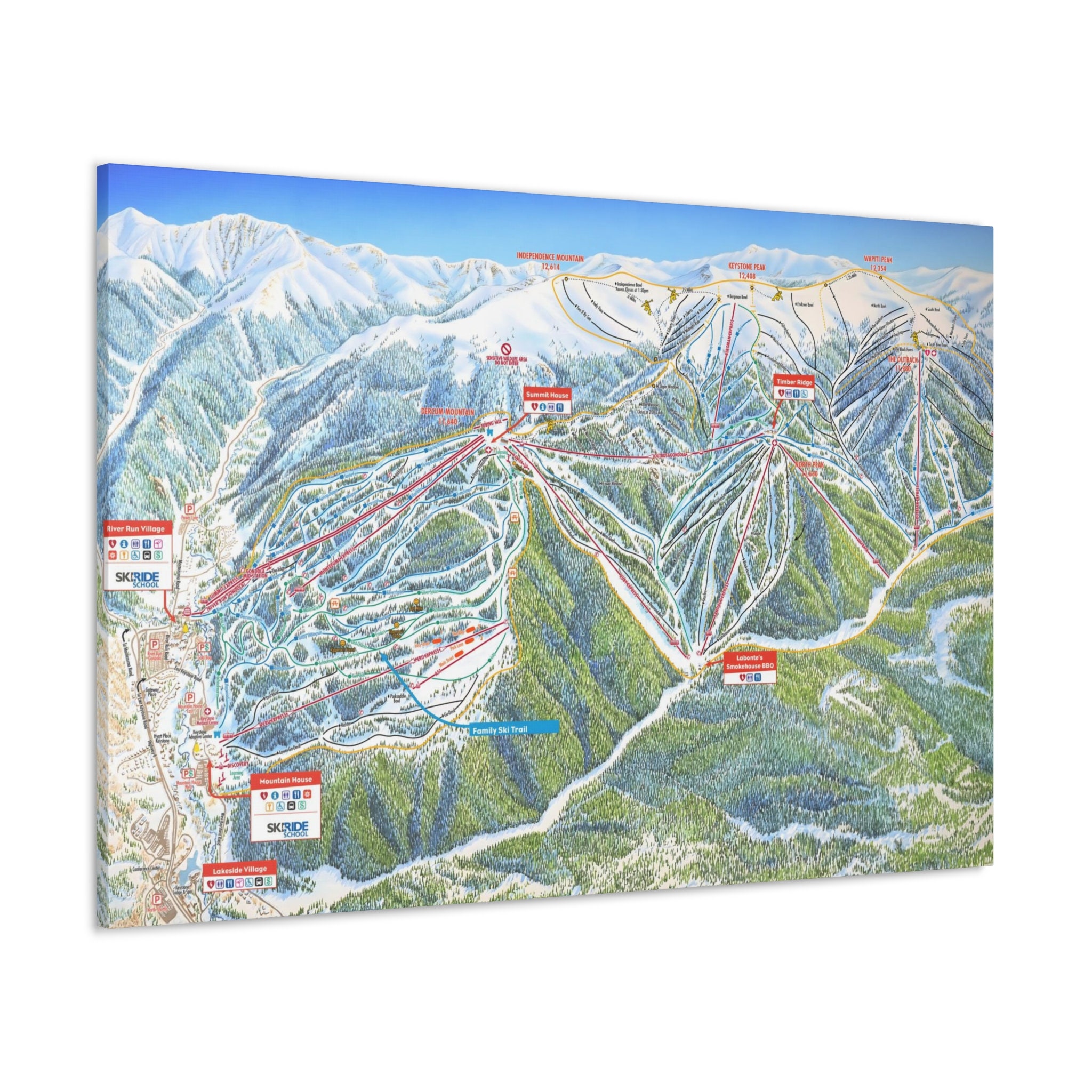 Keystone Colorado Ski Trail Map 3-D Canvas Poster - Etsy