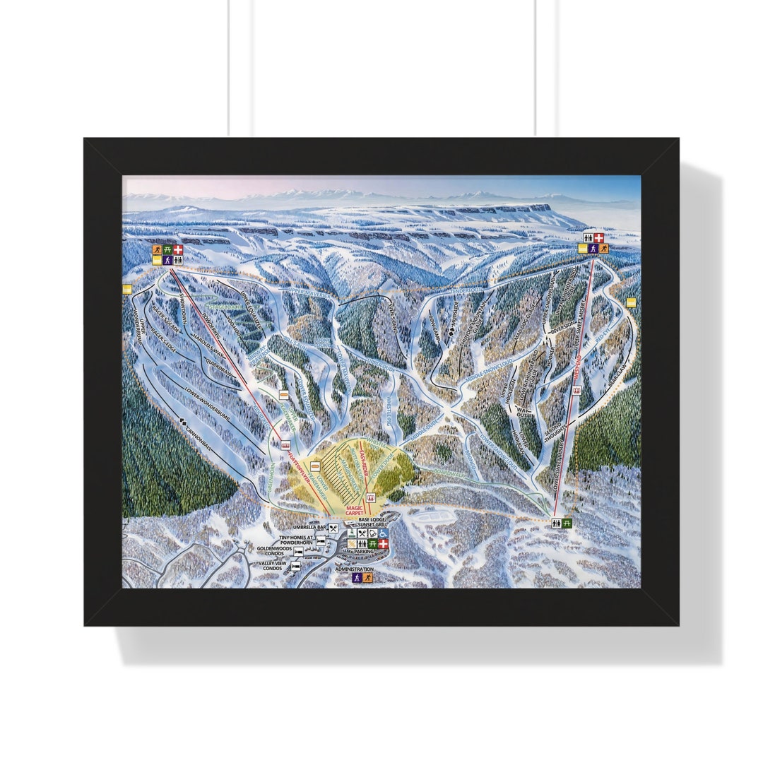 Powderhorn Mountain Colorado Trail Map Ski Resort Home Decor Etsy