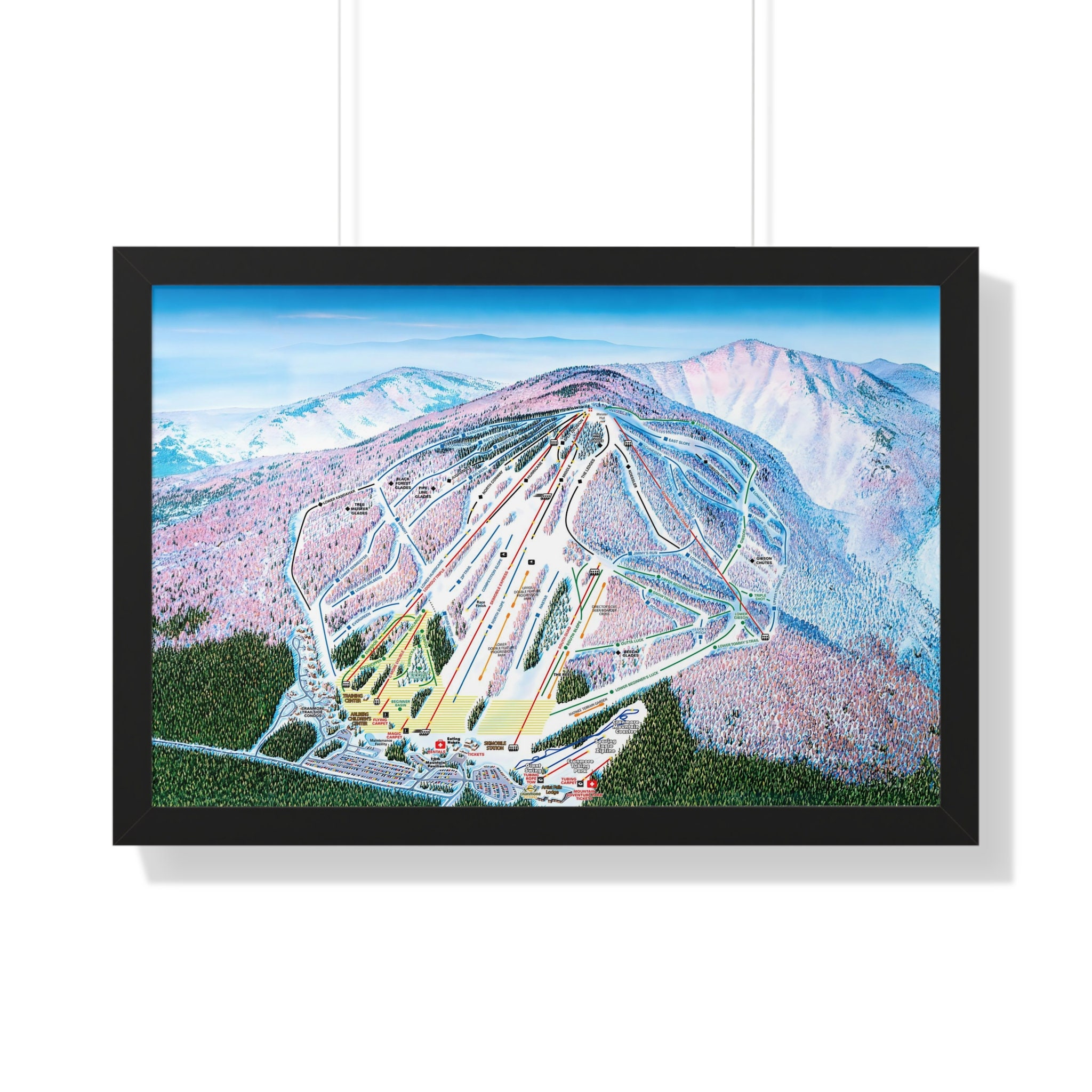 Cranmore New Hampshire Trail Map Ski Resort Home Decor Framed Poster - Etsy