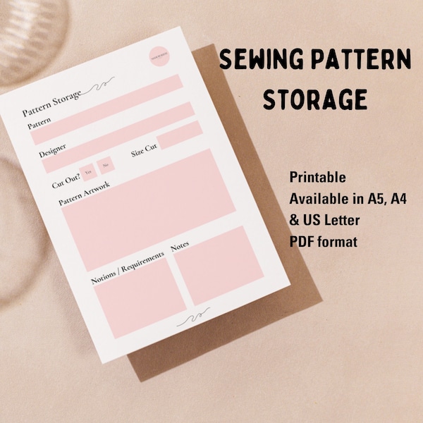 Sewing Pattern Envelope Storage Ideas Sewing Pattern Organiser Store Sewing Patterns Envelope Printed Pattern Storage Sewing PDF Pattern