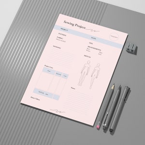 Blue PDF Printable Planner Sewing Project Journal Planner Sewing ...