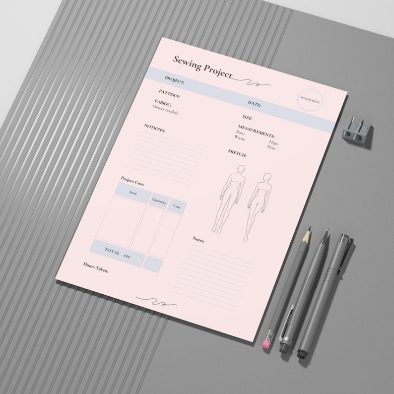 Blue PDF Printable Planner Sewing Project Journal Planner Sewing ...
