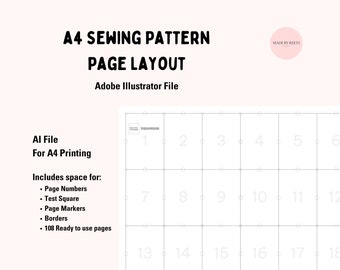 A4 Sewing Pattern Layout Templates Adobe Illustrator Page Layout for Patterns Sewing Digital Sewing Pattern for AI template layout pattern