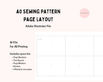 A0 Sewing Pattern Layout Templates Adobe Illustrator Page Layout for Patterns Sewing Digital Sewing Pattern for AI template layout