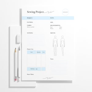 Blue PDF Printable Planner Sewing Project Journal Planner Sewing ...