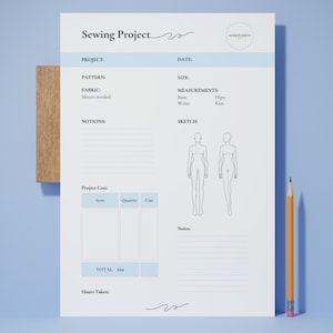 Blue PDF Printable Planner Sewing Project Journal Planner Sewing ...