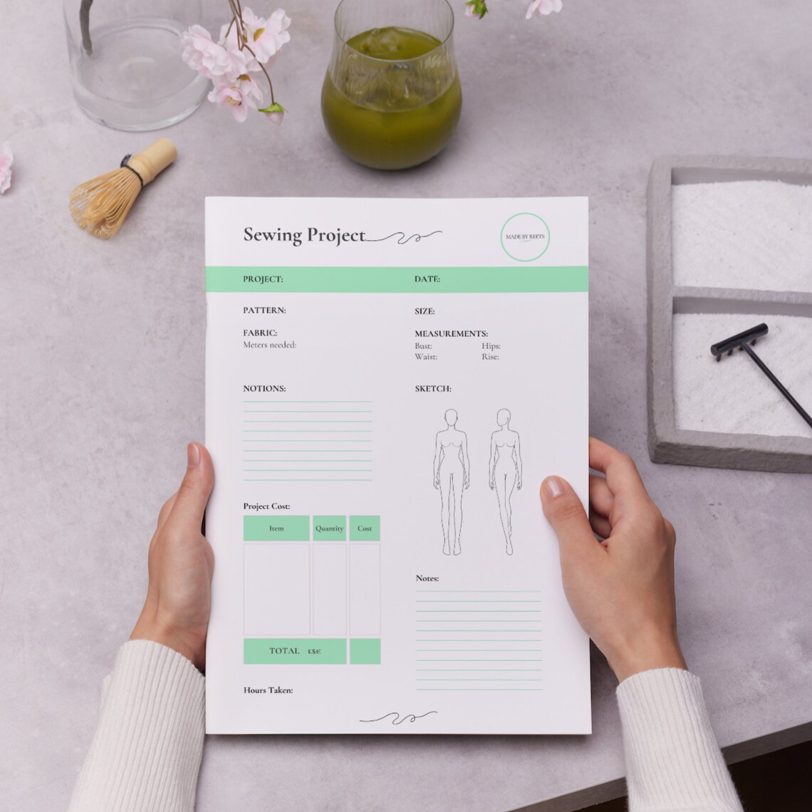 Green PDF Printable Planner Sewing Project Journal Planner Sewing ...