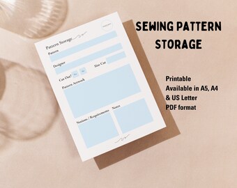 Blue Sewing Pattern Envelope Storage Ideas Sewing Pattern Organiser Store Sewing Patterns Envelope Printed Pattern Storage Sewing PDF