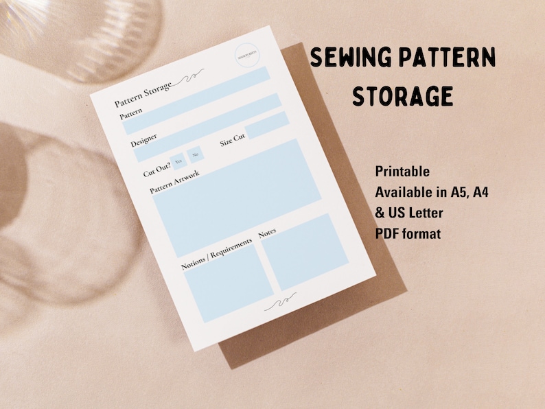 Blue Sewing Pattern Envelope Storage Ideas Sewing Pattern Organiser ...