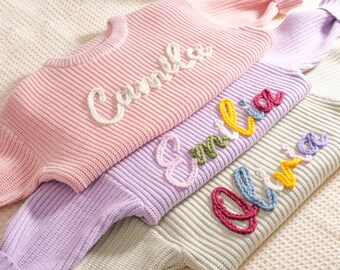 Custome Baby Name Sweater,Personalized Hand embroidered Name Baby Sweater,Pink Baby Girls Sweater With Name,Birthday Gift For Baby Girls Boy