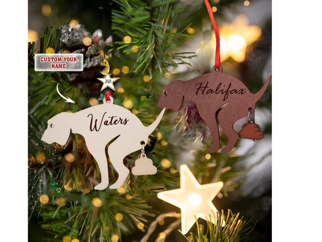 Pooping Pet Christmas Ornament, Custom Dog Pooping Ornament Metal