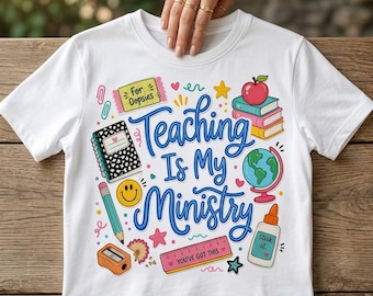 Teaching Is My Ministry PNG | Teacher PNG | Dainty Lace Girly PNG | Grandmillennial Style | Doodle School Design | Sublimation  | Digital