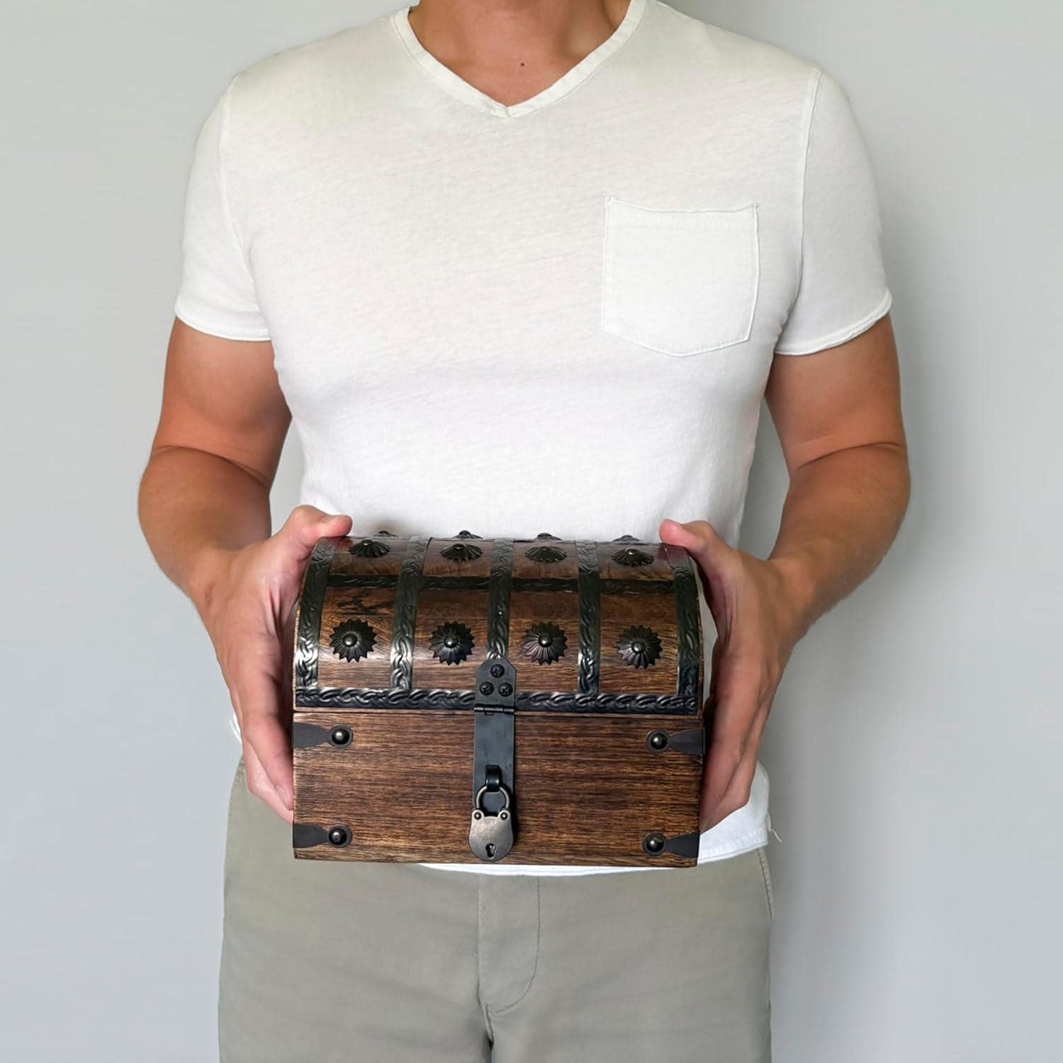 Treasure Chest With Lock & Key Handmade Mango Wood – Pirate Storage Box ...