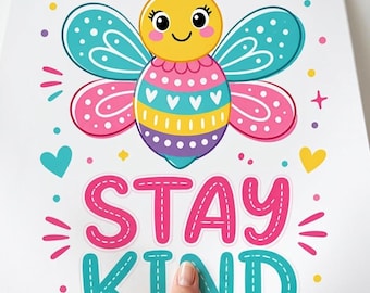 Bee Kind PNG SVG Bundle, Striped Bee Sublimation PNG, Retro Bee Clipart, Preppy Bee Design, Positive Quotes, Be Kind Teacher png, Student