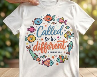 Christian Summer Fish PNG, Called to Be Different Jesus Bible Verse Shirt Design, Colorful Christian Ichthys Sublimation, Summer Lake Faith