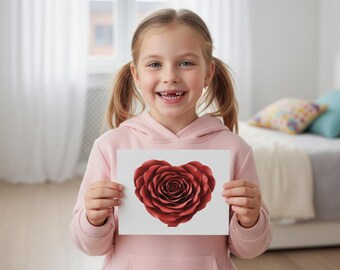 Heart Rose PNG, Halftone Flower Shirt Design, Vintage Valentine Clipart, Romantic Floral Art, Love Shirt Graphic, DTF DTG