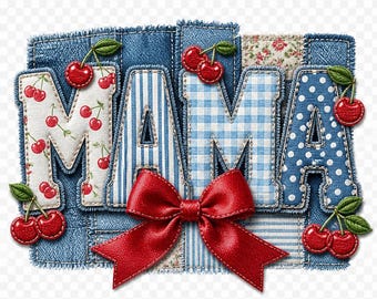 MAMA Cherry png, Design per sublimazione Coquette Mama, Trasferimento DTF PNG, Design per maglietta Cherry Mama, Lettera in tessuto png, Regalo per la mamma, Download immediato