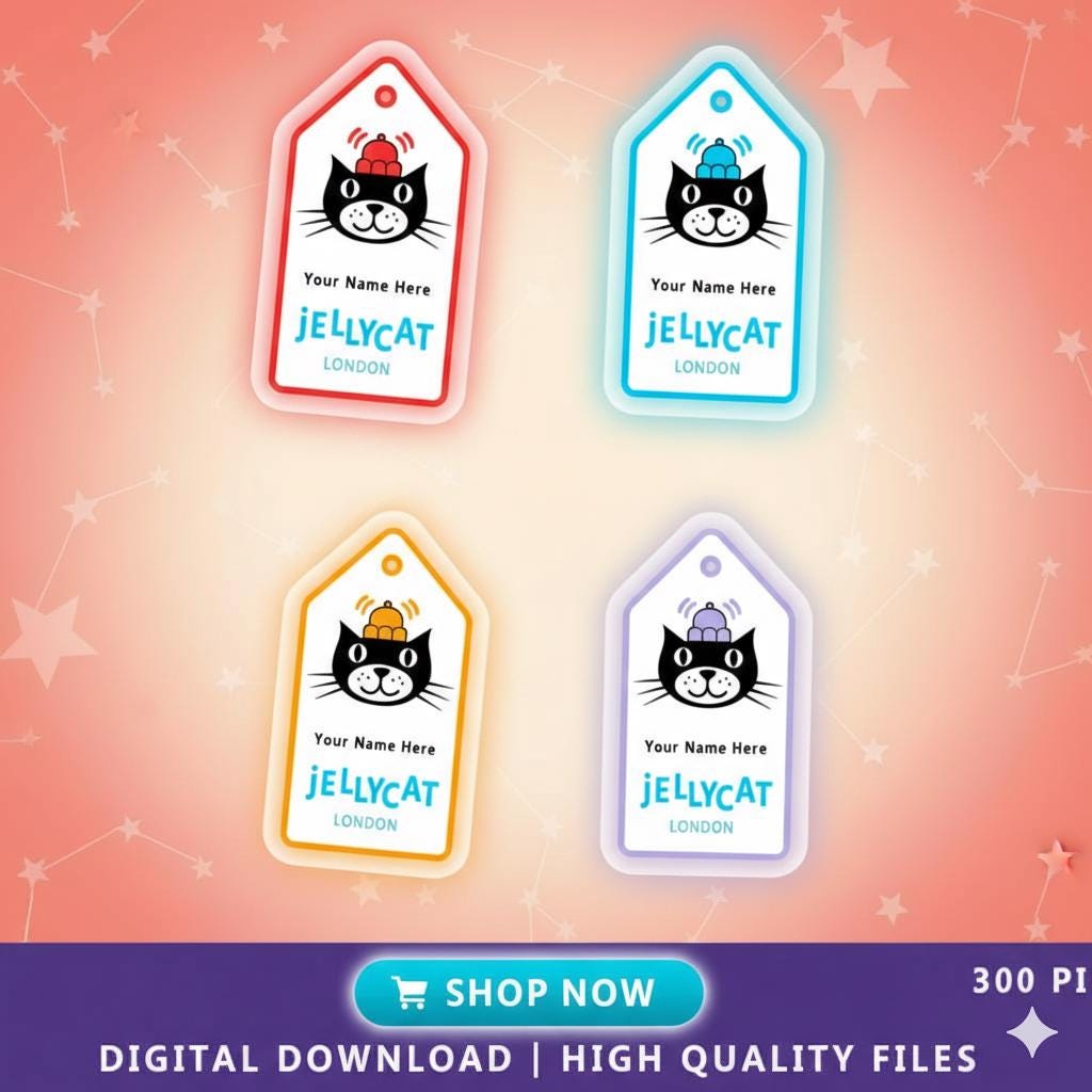 Custom Jellycat Tag PNG Bundle | Personalized Digital Tags for