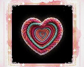 Faux Latch Hook Heart PNG | Valentine Clipart png svg jpg format