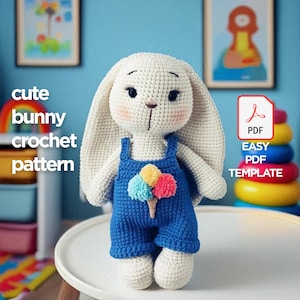 Bunny Crochet Pattern PDF Download / Crochet PATTERN Bunny / Amigurumi tutorial PDF in English / Sweet Rabbit Pdf / Amigurumi Bunny Pattern