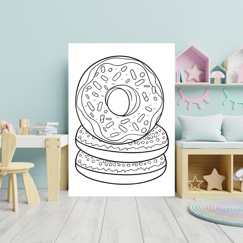 Foods Coloring Pages for Kids, Coloring Pages for Adults, Printable