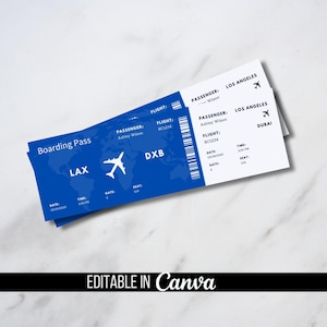 Bearbeitbar Speichern Sie die Datum Bordkarte Coupon Vorlage, Hochzeit in Ihrem Land, personalisiertes Reisegeschenk, druckbares Flugticket