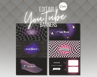 Y2K YouTube Banner Template, Beauty Vlogger Branding (Digital Download)