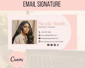 Pink, Aesthetic Email Signature Template for Realtor, Lash Tech, Teacher, UGC Creators, Makeup Artist