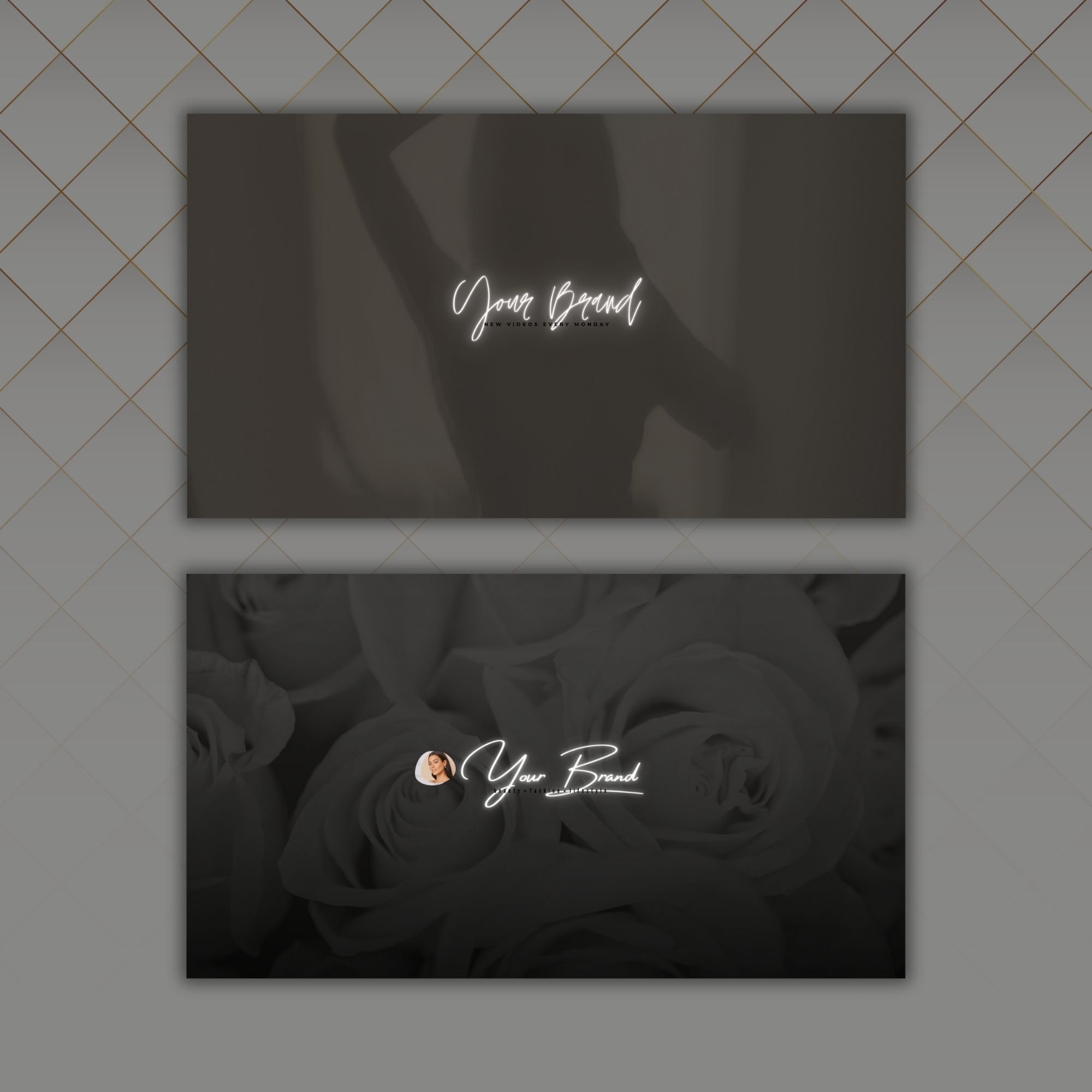 Modern Aesthetic Youtube Banner Template for Beauty Guru Dark Banner