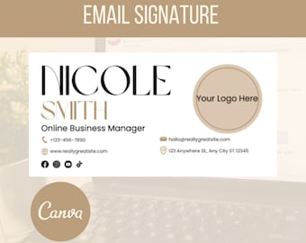 Plantilla de firma de correo electrónico editable, diseño de Canva (descarga digital)