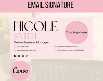 Plantilla rosada y estética de firma de correo electrónico para agentes inmobiliarios, técnicos de pestañas, profesores, creadores de UGC y maquilladores