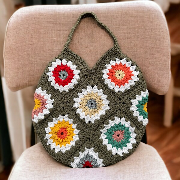 Granny Square Tasche, einzigartig, gehäkelt