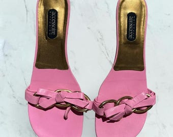 vintage french Pink leather heels
