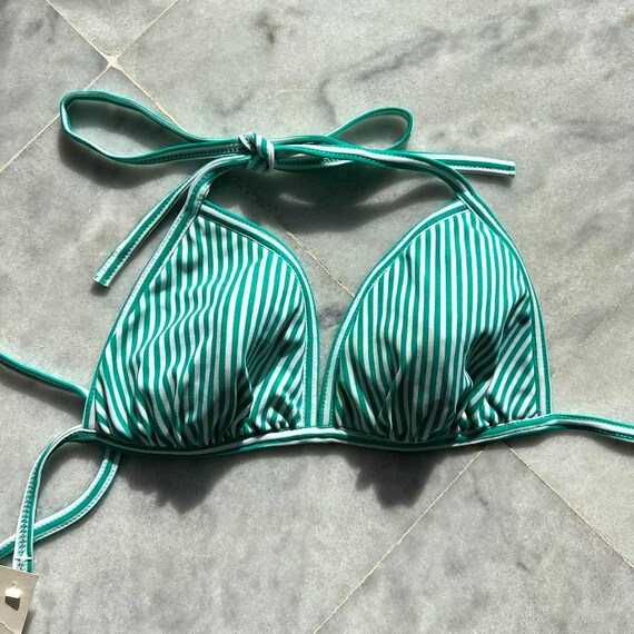 1990s green & white striped bikini -new with tags - image 2