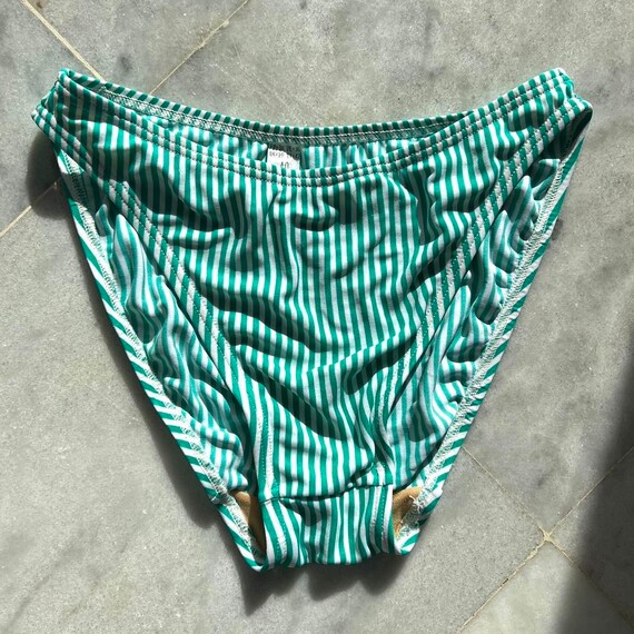 1990s green & white striped bikini -new with tags - image 3