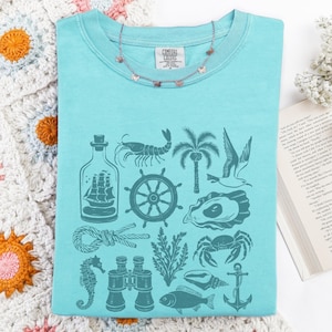 Comfort Colors Retro Ocean T-Shirt: 90s Marine Life Graphic Tee