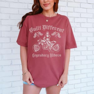 Built Different Trendy Oversized Tee, Women&#39;s Motorcycle Shirt, Comfort Colors Graphic T-Shirt