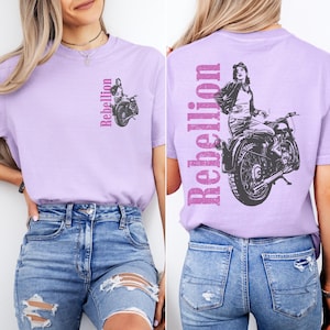 Rebellion Trendy Oversized Tee, Women&#39;s Motorcycle Shirt, Comfort Colors Graphic T-Shirt