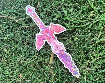 Pink Glitter decayed Master Sword // TOTK, legend of Zelda, Laptop sticker