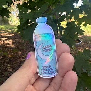 Holographic Moon Water Sticker: Spiritual Laptop Decal