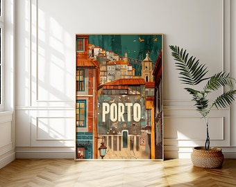 Porto Portugal Travel Poster: Minimalist Cityscape Art Print