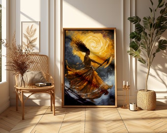 Oya Orisha Print: Santeria Bogini Burz Sztuka Ścienna