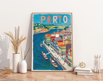 Porto Portugal Travel Poster: Minimalist Cityscape Art Print
