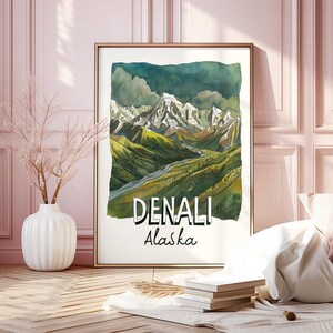 Denali National Park Poster: Minimalist Alaska Landscape Art Print