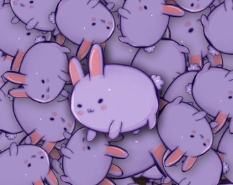 Pegatina de vinilo impermeable de 4 pulgadas "Conejito morado"